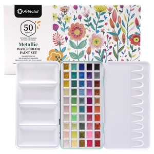 Ensemble de peinture à l'<span class=keywords><strong>aquarelle</strong></span> Artecho NEW Tin Case 50 couleurs métalliques non toxiques et écologiques pour toile, <span class=keywords><strong>kit</strong></span> de <span class=keywords><strong>voyage</strong></span> pour artiste - Product Image 1