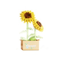 Compatible con Bloques de Construcción, Set de Girasoles en Maceta, Serie para Niñas, Juguete de Flores de Rosa, Regalo de Cumpleaños, Modelo 1503-1504