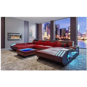 Divani soggiorno nuovo arrivo mobili soggiorno stile super moderno lampade a LED divano in pelle di alta qualità