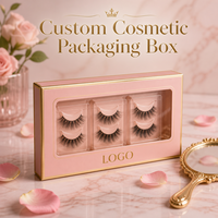 Boîtes rigides personnalisées de luxe écologiques réutilisables pour emballages cosmétiques de cils, en papier d'art, avec paillettes et UV, vente en gros