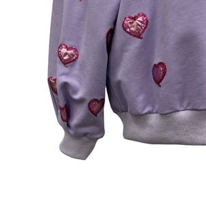 OEM Custom <strong>Sparkly</strong> Sequin and Affixed Cloth Embroidery Hearts Long Sleeve Crew Neck Pullover Tops Oversized Sweatshirt for <strong>Women</strong> - Product Image 4