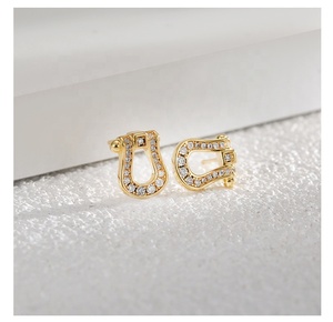 CZ Crystal Stone <strong>Horse</strong> <strong>Shoe</strong> Tiny Fancy Post Studs <strong>Earrings</strong> Horseshoe <strong>Earrings</strong> for Women - Product Image 3