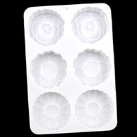 1251 Kostenlose Probe 6-Loch Silikonform mit verschiedenen Blumen- und Sonnenblumenformen für Kuchen, Seife, Kerzen und Harz