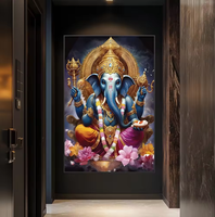 Vente en gros de statues de Ganesha et de Bouddha de haute qualité, peinture imprimée sur porcelaine de cristal pour la décoration de la maison, décoration religieuse moderne, art mural