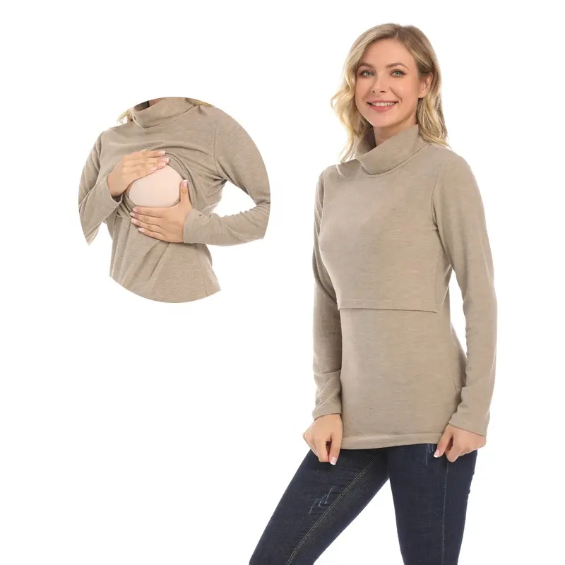 2023 New Winter Maternity Sweater Long Sleeve Warm Breastfeeding T Shirt Lactation Clothes Big size for Pregnant Women