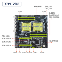 NOUVEAU Kit PC de bureau avec carte mère X99-2D3, combo double processeur Intel Xeon E5 2696 V4, 4x 16 Go DDR3 RDIMM, carte mère X99 double CPU