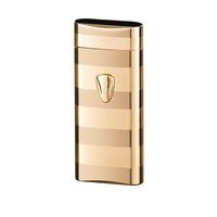 Briquet à flamme jet coupe-vent en métal, ultra-mince, classique, à rayures, avec capteur, personnalisable avec logo, pour cadeaux promotionnels, vente en gros directe usine, prix bas