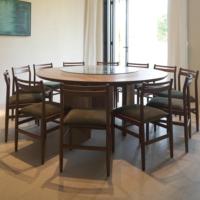 Meubles de maison nordiques, table à manger ronde en bois massif moderne, ensemble de table à manger ronde de luxe avec 8 chaises pour restaurant