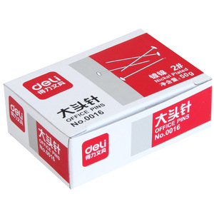 Deli Office Pins 2# Nickel Plated 50g Boxed Standard Pins - Product Image 1