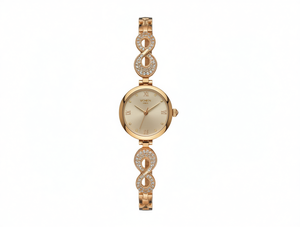 Orologio da Donna Placcato Oro con Diamanti e Cinturino in Lega, Elegante Segnatempo alla Moda - Product Image 1