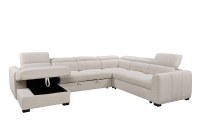 Canapé convertible de luxe moderne en tissu en U de grande taille avec rangement pour salon