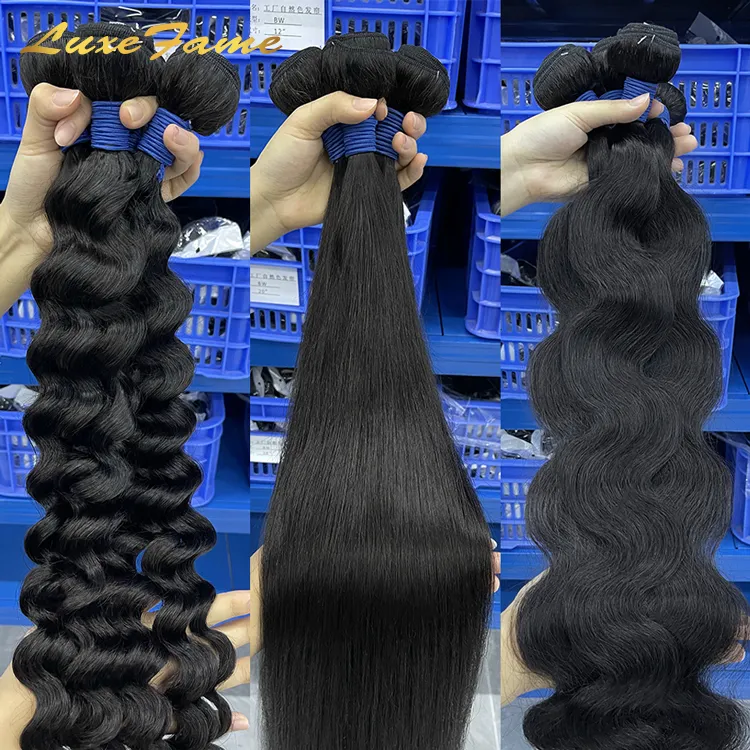 Fournisseurs de paquets de cheveux humains vierges alignés sur les cuticules brutes de meilleure qualité de qualité 12A Cheveux humains brésiliens à double tirage