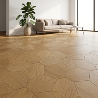 Parquet en bois d'ingénierie géométrique hexagonal personnalisé avec système à languettes et rainures pour projets résidentiels de luxe