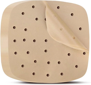 Papel de Hornear Perforado Cuadrado de 8 Pulgadas para Freidoras de Aire, Revestimiento Premium de Bambú para Vaporeras y Hornos - Product Image 1