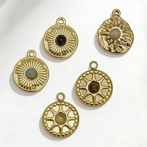 Colgantes Temáticos de Acero Inoxidable Bañados en Oro con Engaste de Bisel Ovalado de Ojo de Gato, Ojo de Tigre y Piedra del Sol, Amuleto para Collar, Regalo - Product Image 3