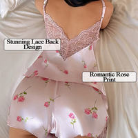 Ensemble de pyjama 2 pièces sexy en dentelle et satin pour femme, tenue de nuit et de détente d'été, vente en gros