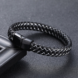SC Gelang Kulit Jepret Magnetik Pria, Gelang Kulit Mode Geometris Bisnis Grosir Sederhana untuk Pria - Product Image 2