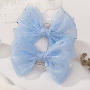 Pinzas para el cabello con lazo de gasa de Color sólido dulce coreano, horquillas para el cabello con cuentas de moda para niñas y niños, accesorios bonitos para el cabello, regalo - Product Image 6