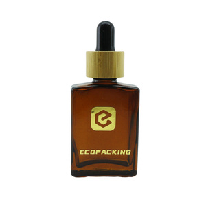 1 עוז מלבני mens זקן שמן אתרי בקבוקי מלבן קפוא מט שחור טיפות מרובע בקבוק זכוכית 30 מ "ל עם כובע צנרת - Product Image 3