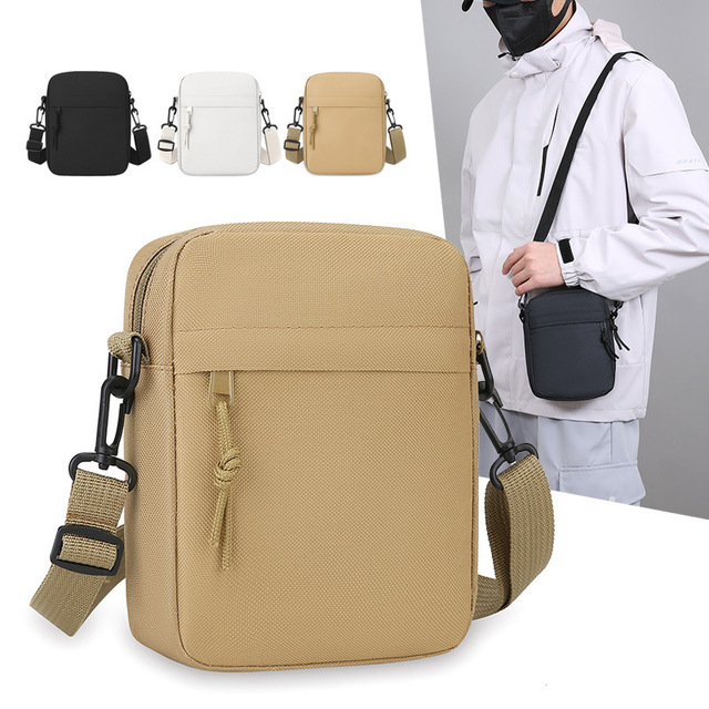 Men's Fashion Spring Nylon Crossbody Bag with Adjustable Strap Lightweight Casual Shoulder Sling Small Phone Pouch for Daily Use