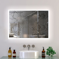 Specchio Espejos Con Luz Led Lighted Rectangle Square Smart Bathroom Bath Toilet Mirror With Magnifying in Bathroom