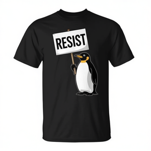 T-shirt Penguin Resist nera, girocollo, manica corta, unisex, per adulti, promozionale - Product Image 2