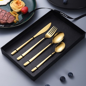 304 Koreaanse Bestek Set Verpakking Gift Set Goud Zilver Lepel Diner Mes Vork 18 <span class=keywords><strong>10</strong></span> Roestvrij Stalen Bestek Set