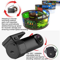 Enregistreur de conduite WiFi caché, enregistreur de voiture panoramique haute définition à vision nocturne monté sur voiture à 360 degrés.