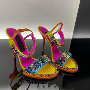 Diamanti rosa neon giallo arancio tacchi arcobaleno strass suola <span class=keywords><strong>sandali</strong></span> sexy da donna tacchi alti tacchi a spillo <span class=keywords><strong>sandali</strong></span> - Product Image 1