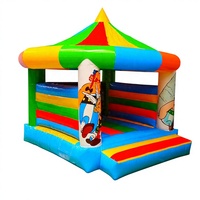 Structure gonflable commerciale écologique en PVC à toit rond de 3m x 3m avec toboggan pour fêtes d'enfants en extérieur
