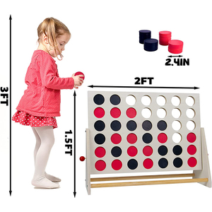 2 FT WOODEN GIANT 4 in a ROW BOARD GAME <strong>LINE</strong> up 4 SET for KIDS and ADULTS OUTDOOR - Product Image 2