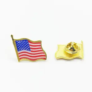 Épingle à revers personnalisée en métal époxy, drapeau américain, national et américain
