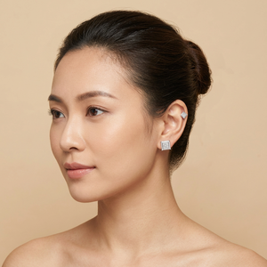 Round Cut Natural Diamond Square Ladies <b>Stud</b> <b>Earrings</b> Womens 0.65 Cttw 925 Sterling <b>Silver</b> Prong <b>Set</b> Trendy Wholesale Jewelry - Product Image 4