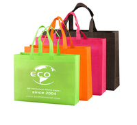 Sac de courses écologique réutilisable en non-tissé recyclé avec logo imprimé personnalisé et poignées intégrées