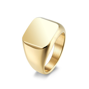 Popular yunnique jewelry: <b>Titanium</b> steel polished square stamp <b>ring</b> for men, simple geometric design, stainless ste - Product Image 5