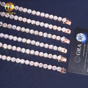 Collana Tennis Hip Hop in Argento 925 Placcato Oro Rosa con Moissanite VVS da 8mm, Stile Bling - Product Image 3