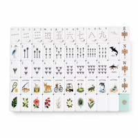 Tapis de jeu Round Lotus Charleston Rules pour Mahjong américain, 160 tuiles vert menthe avec dos doré, pour les jeux de famille en week-end
