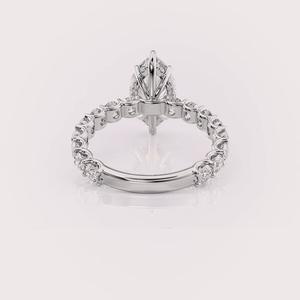 Bague de fiançailles vintage en diamant de laboratoire taille marquise en or jaune 18 carats avec bande éternelle complète plaquée rhodium certifiée IGI - Product Image 5