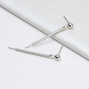 Pendientes de Perlas de Plata S925 con Cadena Larga de 2cm y 5cm, Accesorios para DIY, Base Vacía, Diseño de Borla de Lujo 932 - Product Image 4