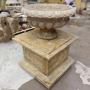 กระถางดอกไม้หินแกะสลักลายดอกไม้ทรงกลมสำหรับสวนกลางแจ้งสไตล์จีนโบราณ - Product Image 3