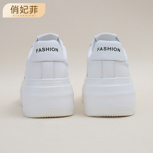 Zapatillas Deportivas Blancas con Plataforma Qiaofeifei para Mujer, Tacón Alto de 6-8 cm, Transpirables, con Cordones, Casuales - Product Image 3