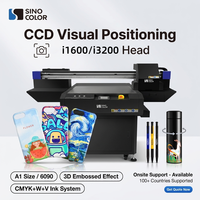 Printer UV Flatbed Industri Ukuran A1 6090 dengan CCD & Rotary 2/3/4 Head I1600 untuk Casing Ponsel, Botol, Akrilik, Kaca