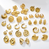 Boucles d'oreilles pendantes épaisses en forme de fleur en acier inoxydable plaqué or 18 carats, bijoux de mode tendance de luxe Zeadear, vente en gros