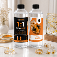Résine époxy liquide bicomposante haute clarté SZFlyFish, colle cristalline AB 1 kg, pour bricolage, artisanat, facile à couler, auto-nivelante, pour le travail du bois