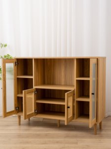 Çok fonksiyonlu katı ahşap depolama klasik büfe dolabı antika 4 kapılı ahşap büfe/yemek odası depolama dolabı - Product Image 6