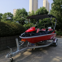 FLIT-460 Bateau de plaisance sportif en fibre de verre soudé de 16 pieds, bateau rapide de tourisme avec moteur hors-bord, 5 places, loisirs