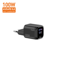 Vina Chargeur Mural USB-C GaN 100W à Charge Rapide avec Affichage Intelligent PD 3.2 AVS PPS et Certification KC pour Realme Samsung