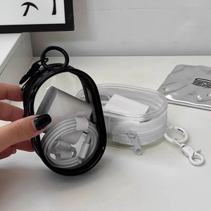 Sac de câble de stockage en Pvc transparent Mini porte-clés sac à fermeture éclair emballage de ligne de données sacs d'emballage de câble Usb - Product Image 1