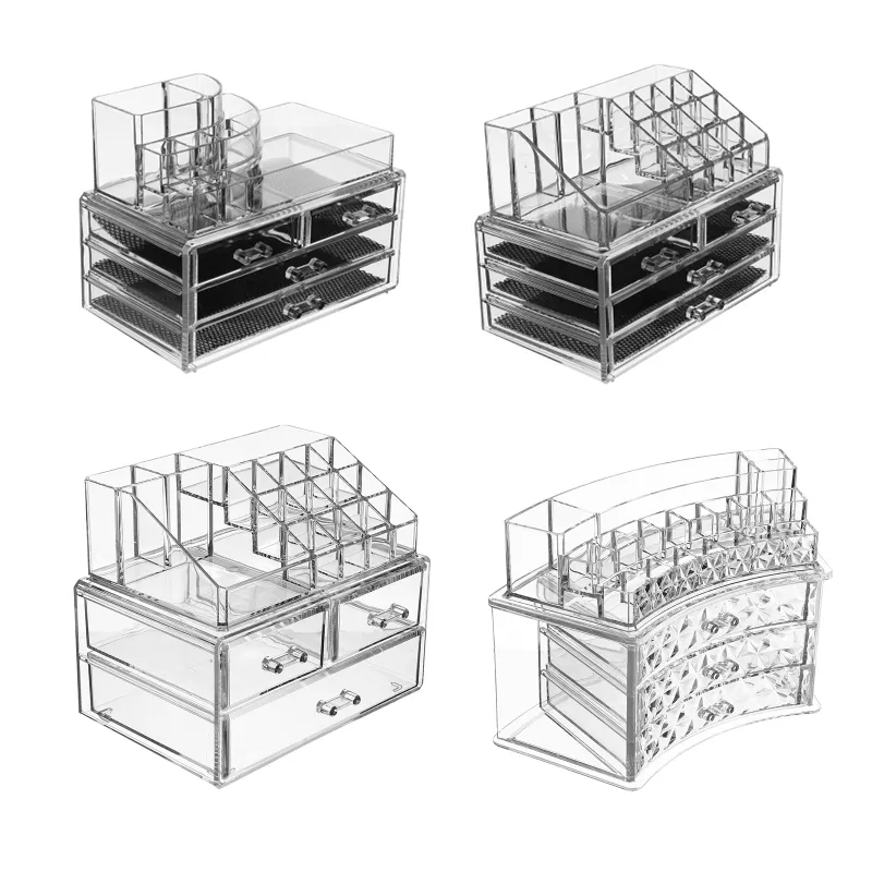 Juego transparente de 2 piezas, organizador de almacenamiento de maquillaje de joyería, 5 cajones, organizador de cosméticos acrílico, caja de almacenamiento de cosméticos