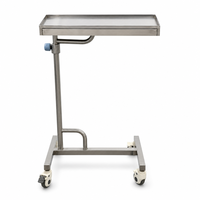 Support de plateau pour instruments chirurgicaux en acier inoxydable SUS304 à barre unique, hauteur réglable 940-1200 mm avec 4 roulettes à frein